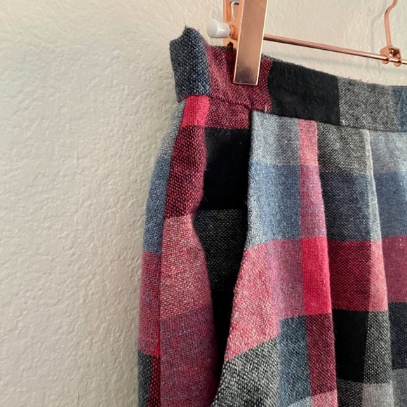 Wool Plaid Mini Skirt - Picture 4 of 7